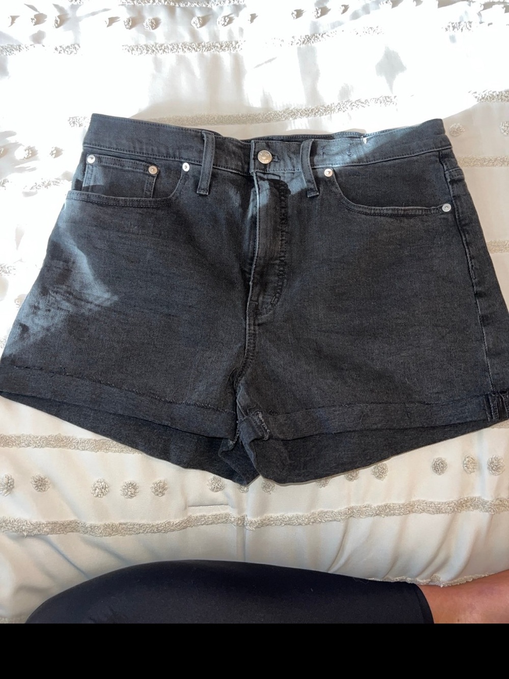 Madewell Black High-Rise Denim Shorts